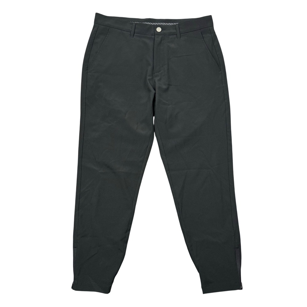Primo Pants Men 33 Short Black Tapered Cuffed Tech Stretch Ankle Zip Golf Jogger